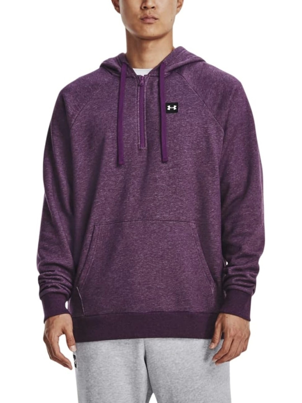 Under Armour Men's Rival Fleece 1/2 Zip Hoodie Large Light Heather Purple